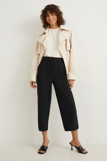 Femei - Pantaloni culotte - talie înaltă - straight fit - negru