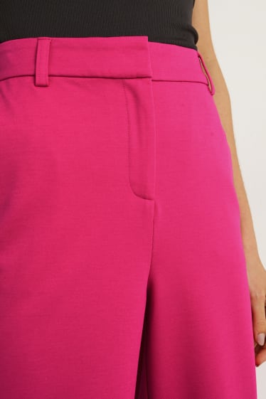 Dámské - Kalhoty culotte - high waist - straight fit - růžová