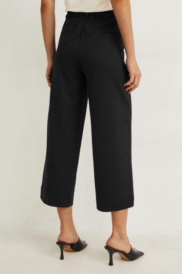 Femei - Pantaloni culotte - talie înaltă - straight fit - negru