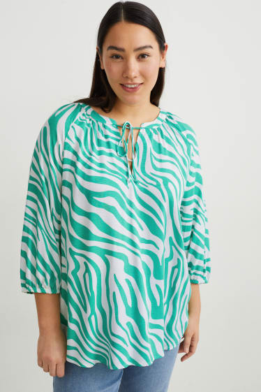 Women - Blouse - patterned - green / cremewhite