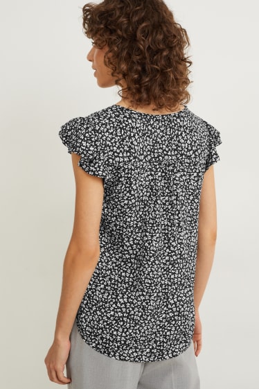 Femmes - Chemisier - à fleurs - noir / blanc