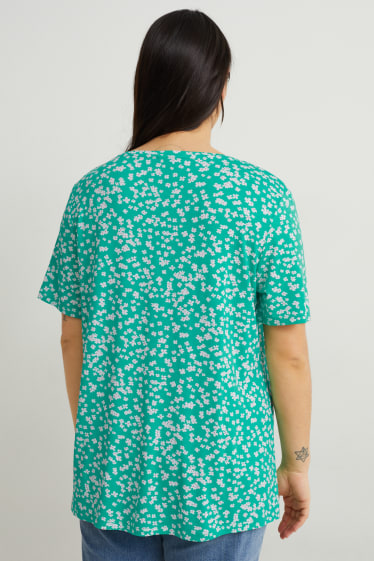 Donna - T-shirt - LYCRA® - a fiori - verde