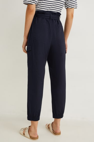 Mujer - Pantalón cargo - mid waist - wide leg - azul oscuro