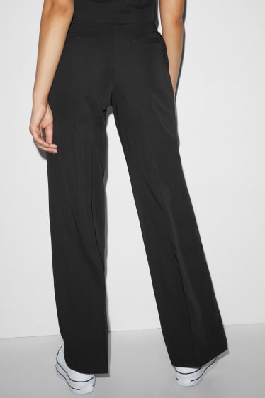 Women - CLOCKHOUSE - cloth trousers - high waist - wide leg - black