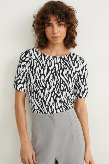 Women - T-shirt - patterned - black / white