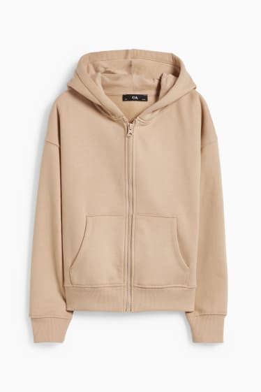 Children - Zip-through sweatshirt with hood - beige