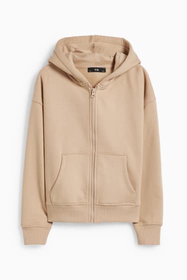 Children Girls - Zip-through sweatshirt with hood - beige