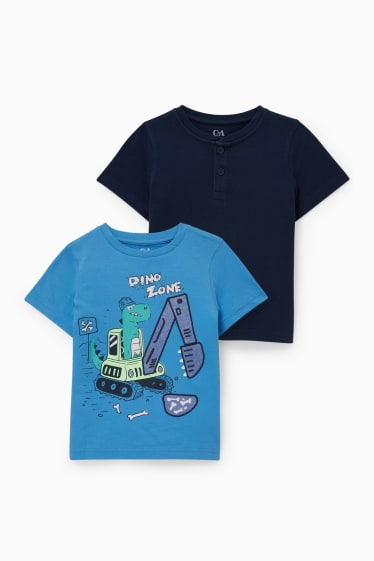Enfants garçons - Lot de 2 - dinosaures - T-shirts - bleu clair