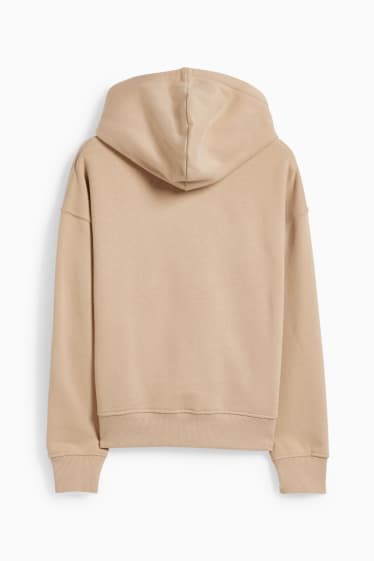 Enfants - Sweat zippé en finition molleton avec capuche - beige