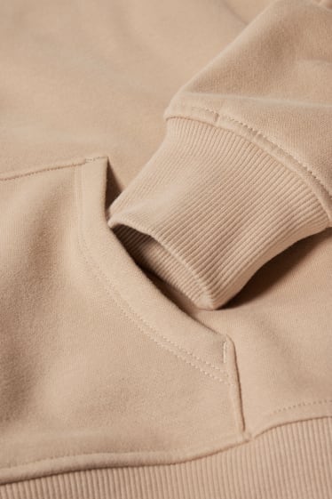 Enfants - Sweat zippé en finition molleton avec capuche - beige