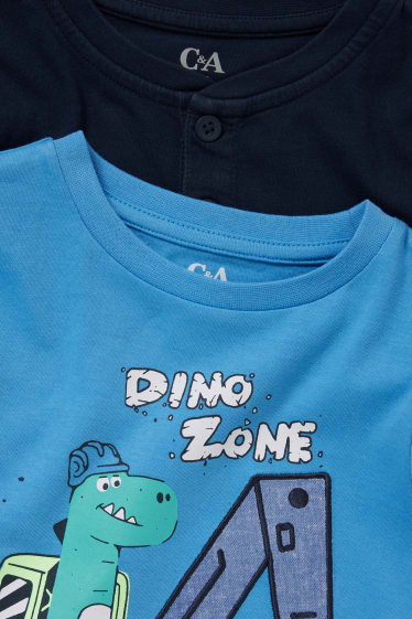 Kinder - Multipack 2er - Dino - Kurzarmshirt - hellblau