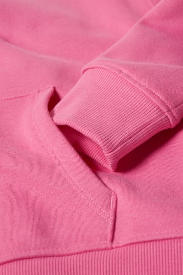 Enfants - Sweat zippé en finition molleton avec capuche - rose