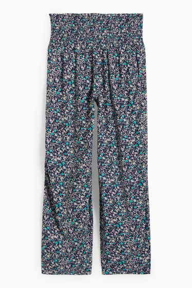 Femmes - Pantalon de grossesse - palazzo - à fleurs - bleu foncé