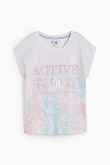 Kinder Mädchen - Kurzarmshirt - gemustert - weiss