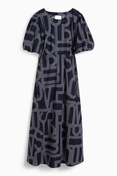 Dames - Fit & flare-jurk - met patroon - donkerblauw
