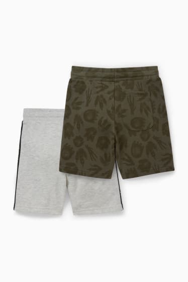 Enfants garçons - Lot de 2 - Jurassic World - short en molleton - gris clair chiné
