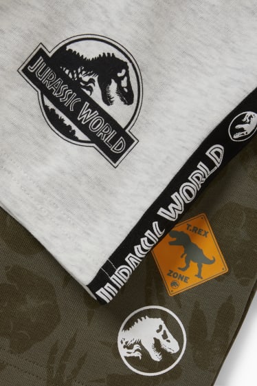 Enfants garçons - Lot de 2 - Jurassic World - short en molleton - gris clair chiné