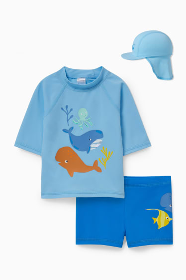 Babys - Baby-UV-zwemoutfit - LYCRA® XTRA LIFE™ - 3-delig - lichtblauw