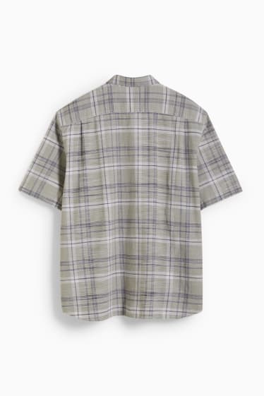 Heren - Overhemd - regular fit - button down - geruit - lichtgroen