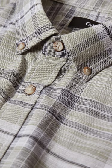 Home - Camisa - regular fit - button-down - de quadres - verd clar