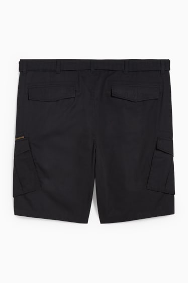 Hommes - Short cargo avec ceinture - noir