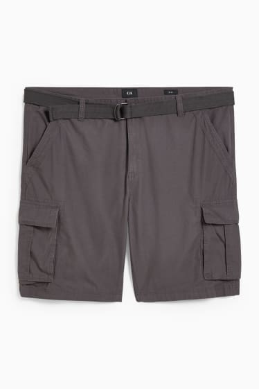 Men - Cargo shorts with belt - dark gray