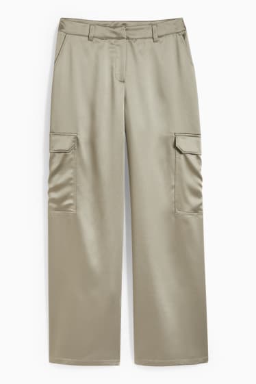 Donna - CLOCKHOUSE - pantaloni cargo in raso - vita bassa - gamba larga - verde