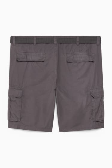 Men - Cargo shorts with belt - dark gray