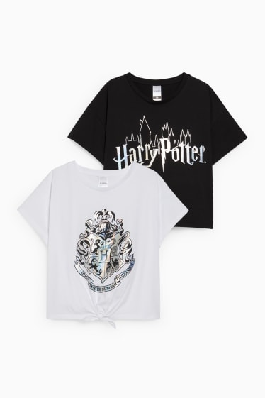 Niños - Talla grande - pack de 2 - Harry Potter - camisetas de manga corta - blanco