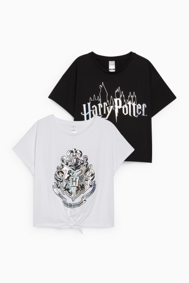 Kinderen: meisjes - Uitgebreide maten - set van 2 - Harry Potter - T-shirt - wit