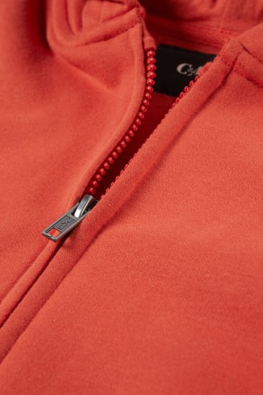 Dětské - Tepláková bunda s kapucí - genderově neutrální - tmavě oranžová