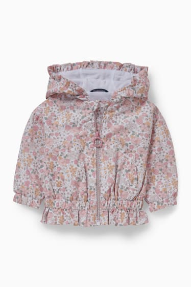 Babies - Baby jacket with hood - floral - rose