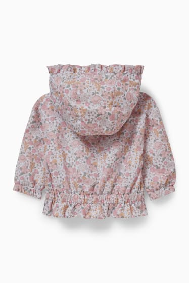 Baby: meisjes - Babyjas met capuchon - gebloemd - roze