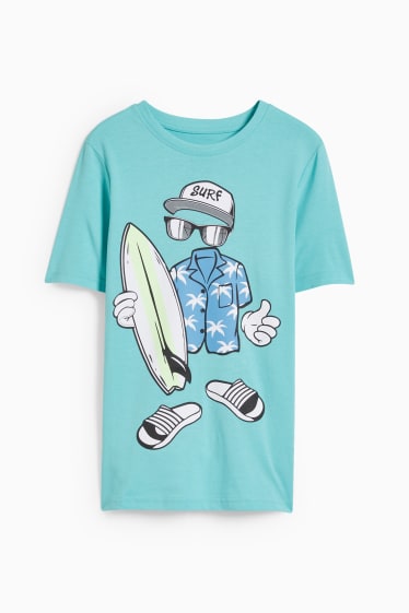 Kinder Jungen - Kurzarmshirt - türkis