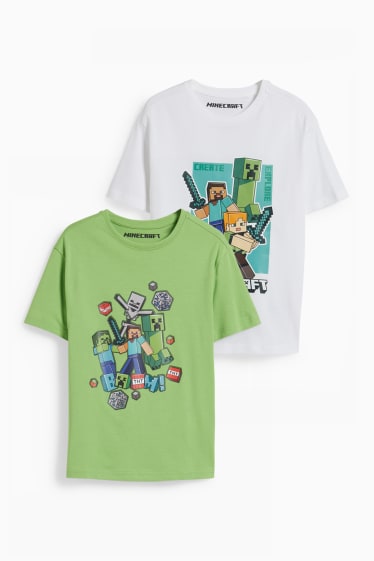 Enfants garçons - Lot de 2 - Minecraft - T-shirts - vert