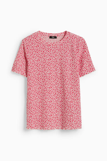 Femmes - T-shirt - à fleurs - blanc / rose