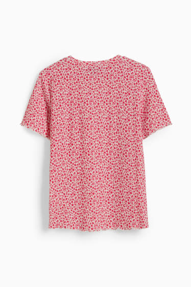 Femei - Tricou - cu flori - alb / roz