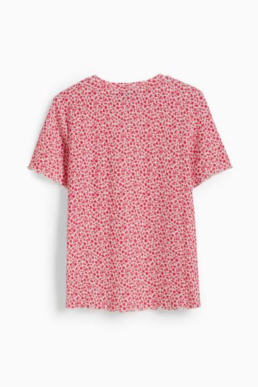 Femei - Tricou - cu flori - alb / roz