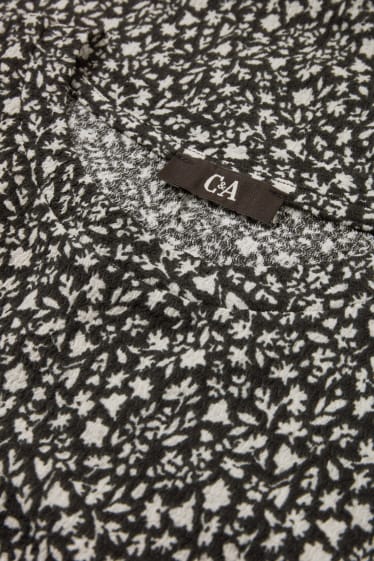 Dámské - Tričko - s květinovým vzorem - černá