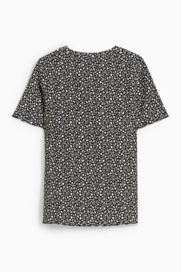 Femmes - T-shirt - à fleurs - noir