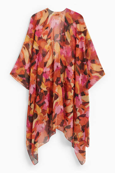 Women - Kimono - floral - dark orange