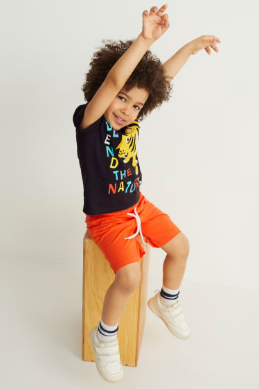 Kinderen: jongens - Set - T-shirt en short - 2-delig - donkergrijs