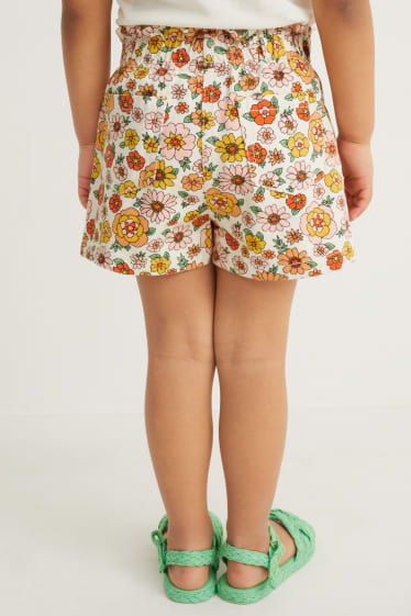 Kinder - Shorts - geblümt - cremeweiss