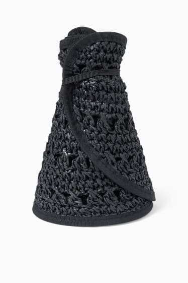 Women - Straw sun visor - black