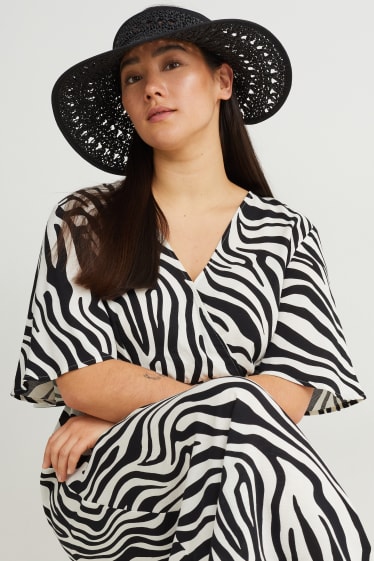 Women - Straw sun visor - black