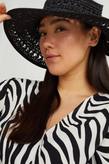 Women - Straw sun visor - black