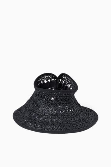 Women - Straw sun visor - black