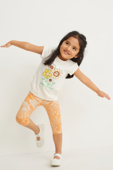 Bambini - Leggings - con motivi - bianco / arancione