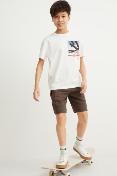 Bambini - Shorts in felpa - beige