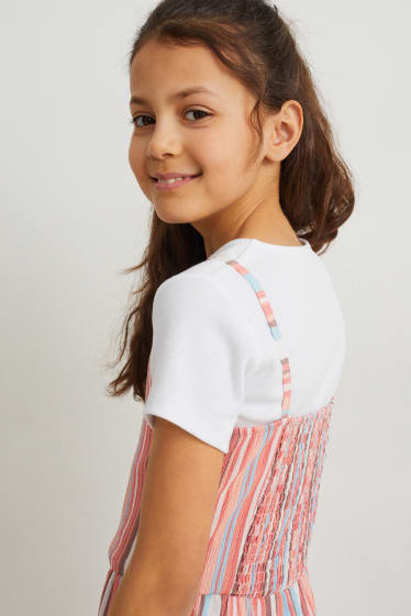 Enfants filles - Ensemble - T-shirt et combinaison - 2 pièces - blanc